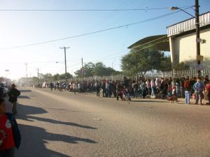 The Line waiting for the shoe event. Over 2,500 people